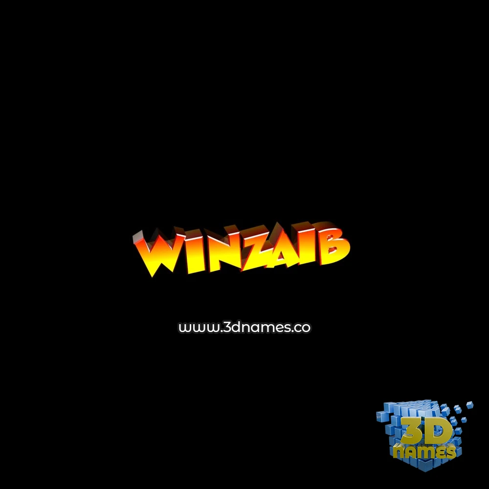 winzaib in Black Background style - 3D name wallpaper