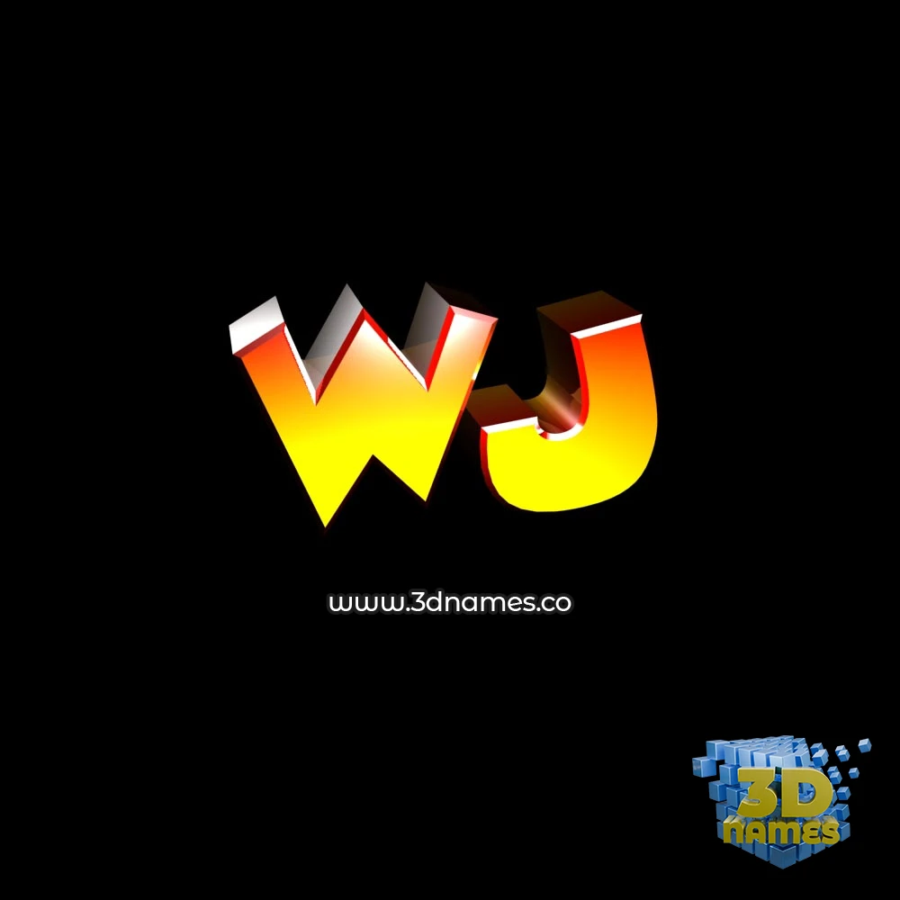 wj in Black Background style - 3D name wallpaper