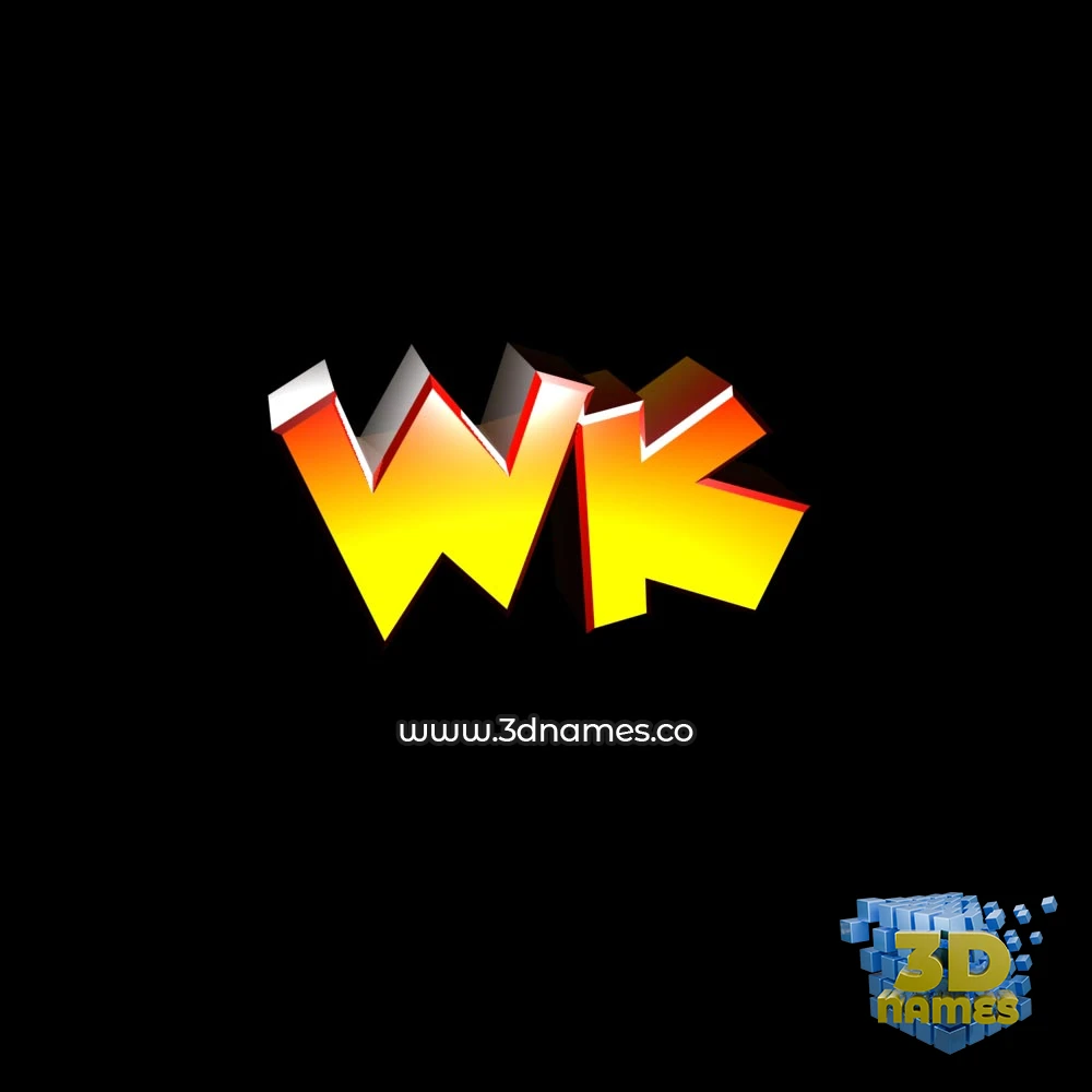 wk in Black Background style - 3D name wallpaper