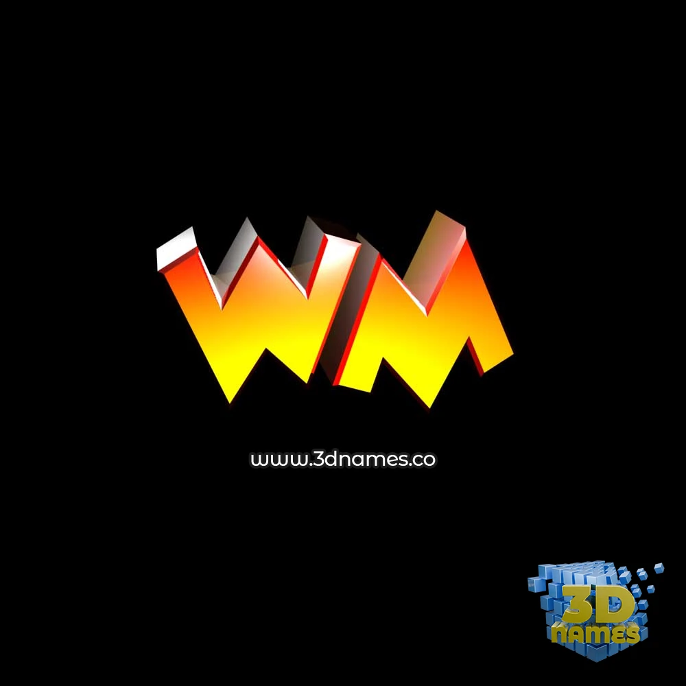 wm in Black Background style - 3D name wallpaper