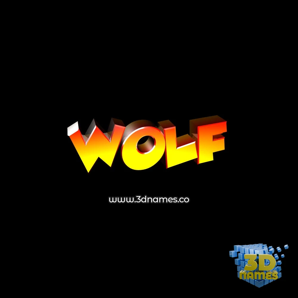 wolf in Black Background style - 3D name wallpaper