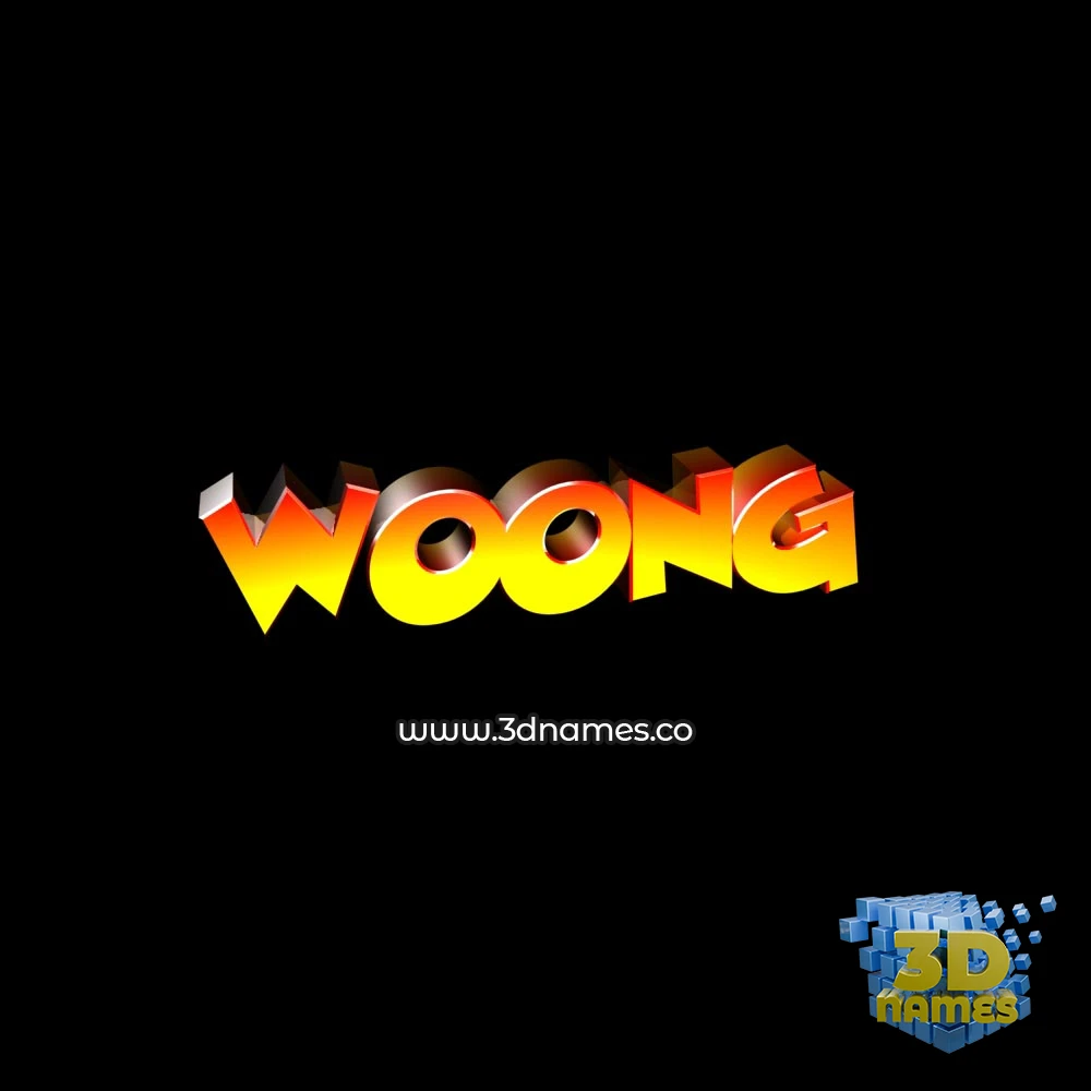woong in Black Background style - 3D name wallpaper