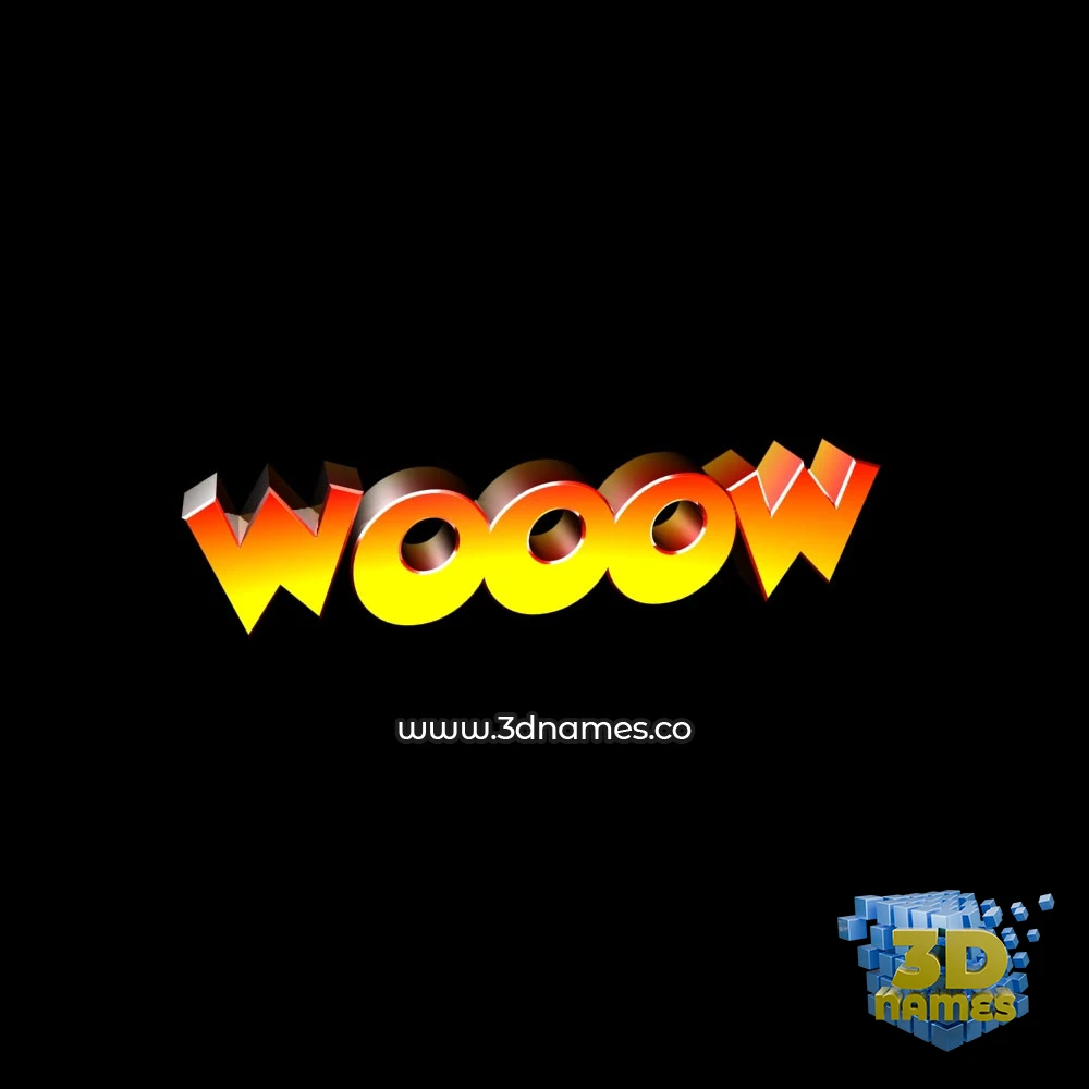 wooow in Black Background style - 3D name wallpaper