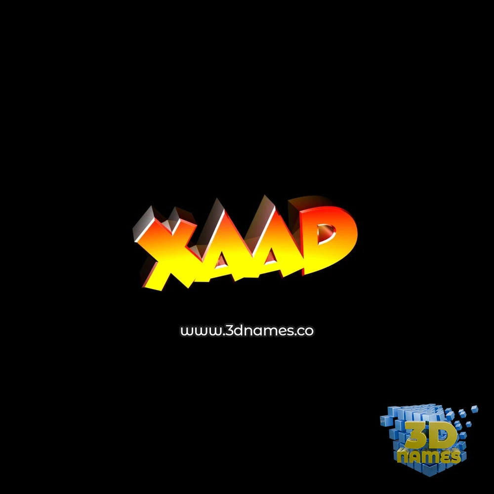 xaad in Black Background style - 3D name wallpaper