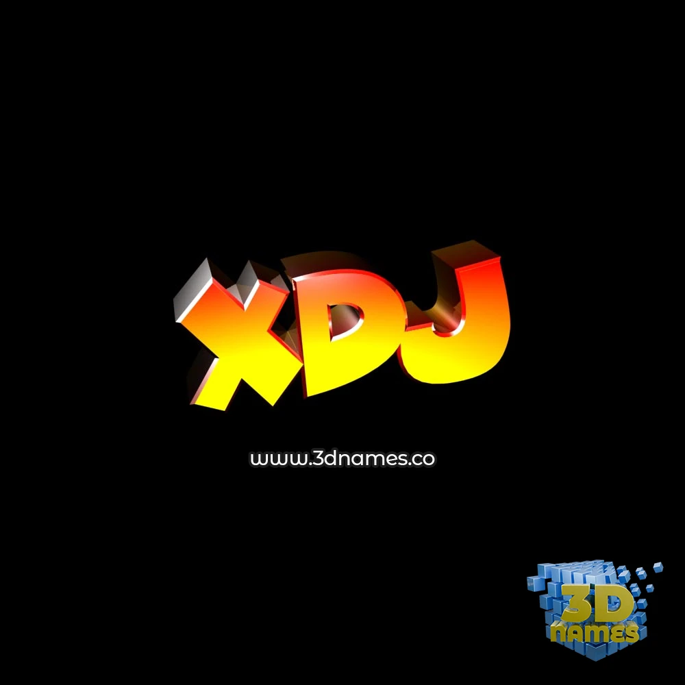 xdj in Black Background style - 3D name wallpaper