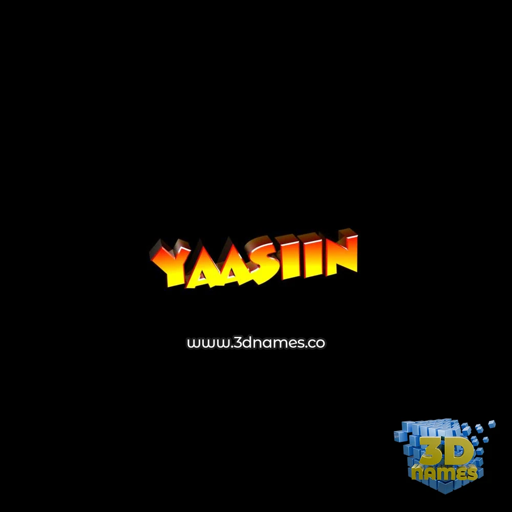 yaasiin in Black Background style - 3D name wallpaper