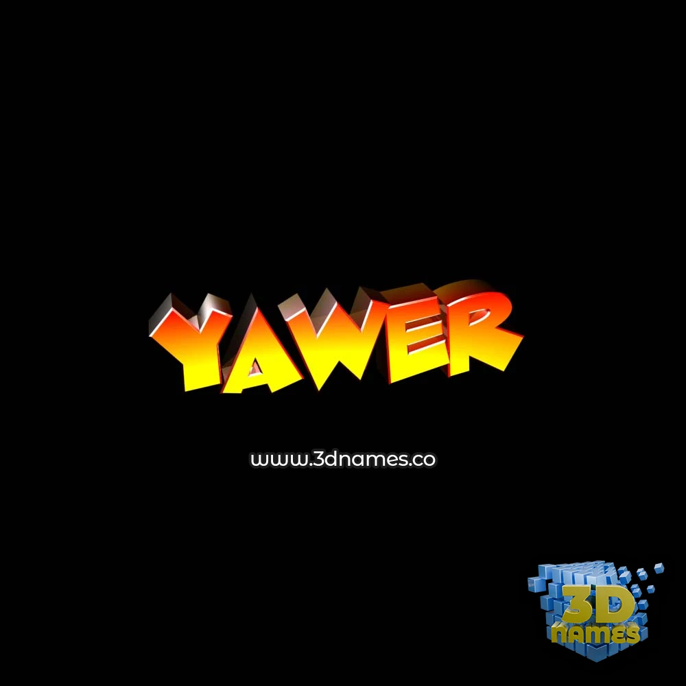 yawer in Black Background style - 3D name wallpaper