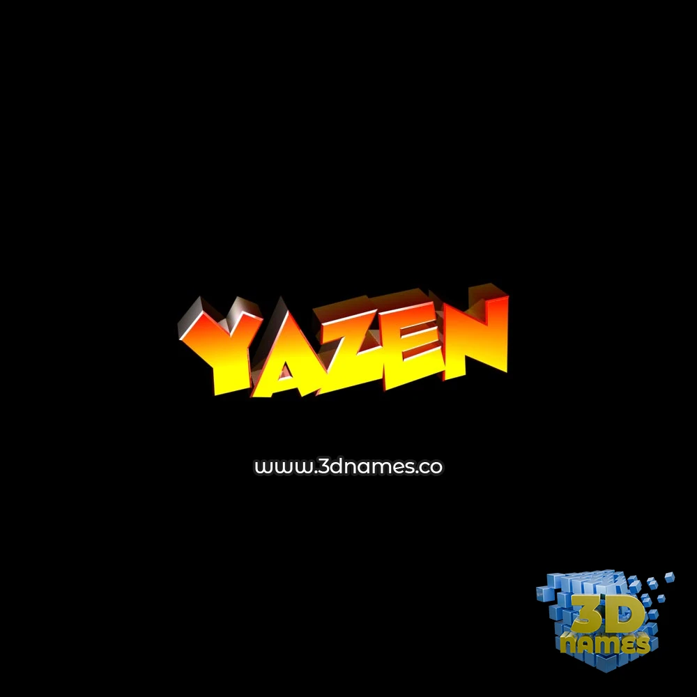 yazen in Black Background style - 3D name wallpaper