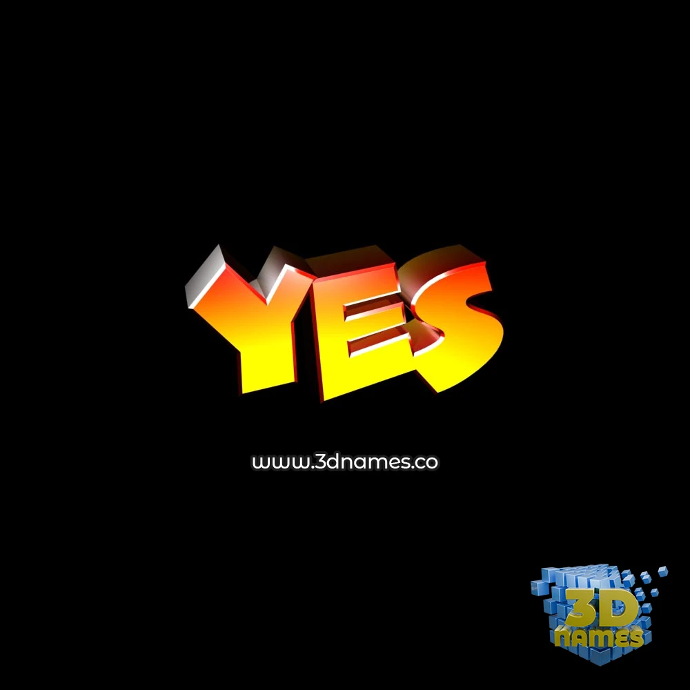 yes in Black Background style - 3D name wallpaper