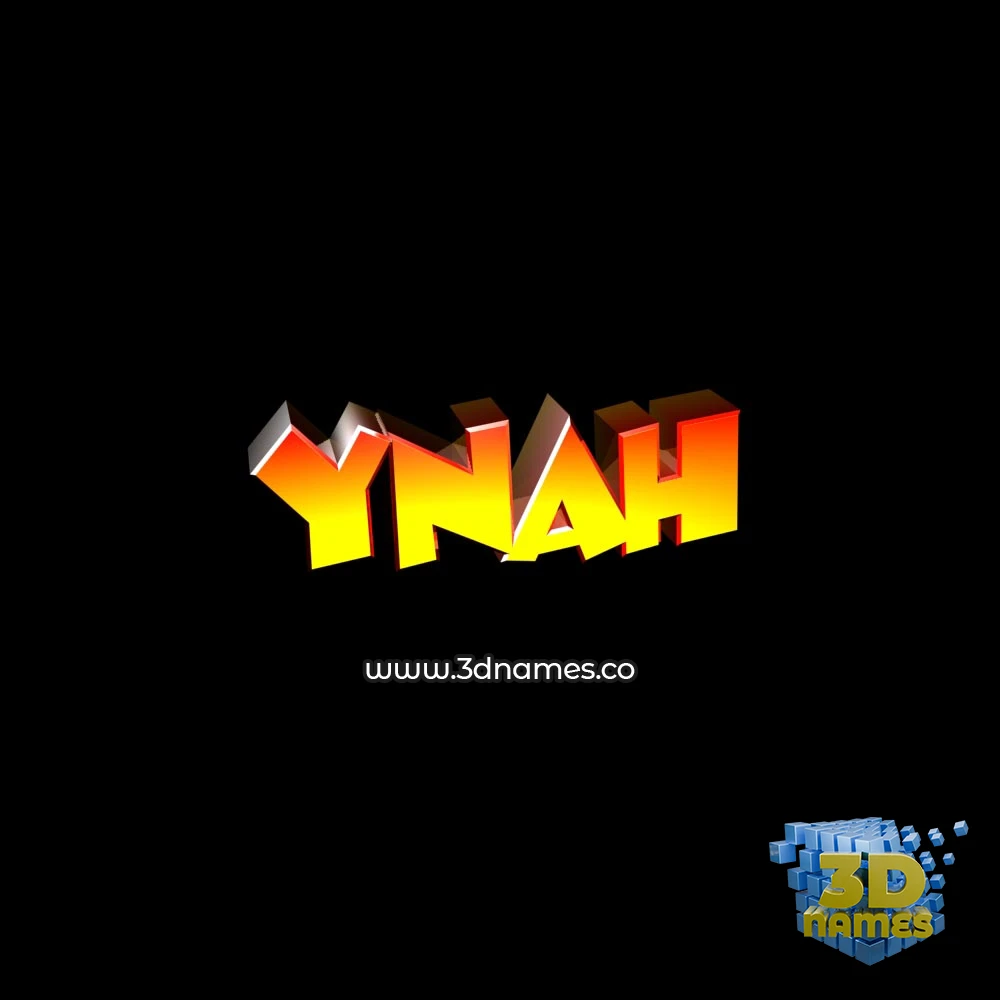 ynah in Black Background style - 3D name wallpaper