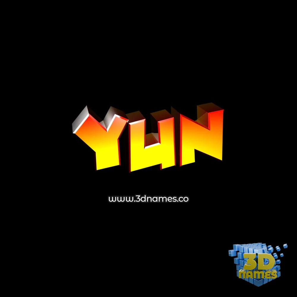 yun in Black Background style - 3D name wallpaper