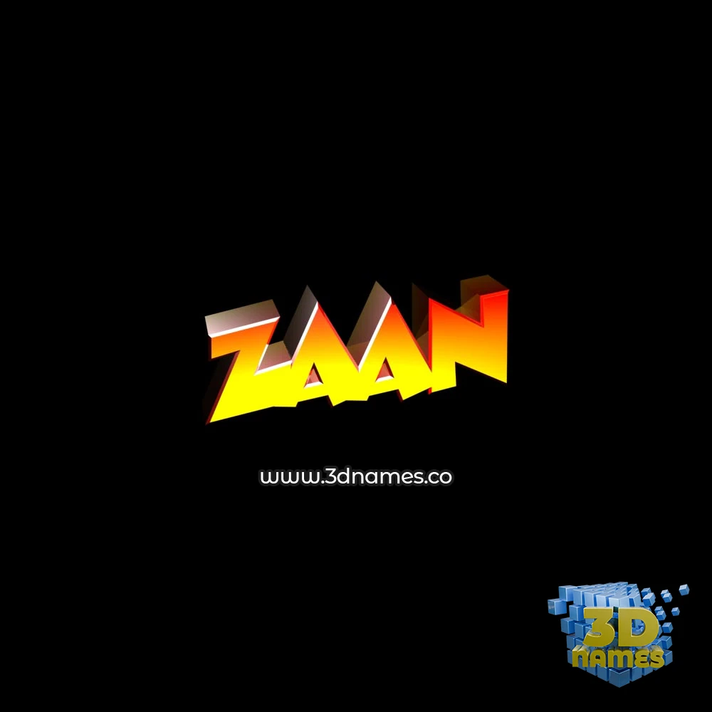 zaan in Black Background style - 3D name wallpaper