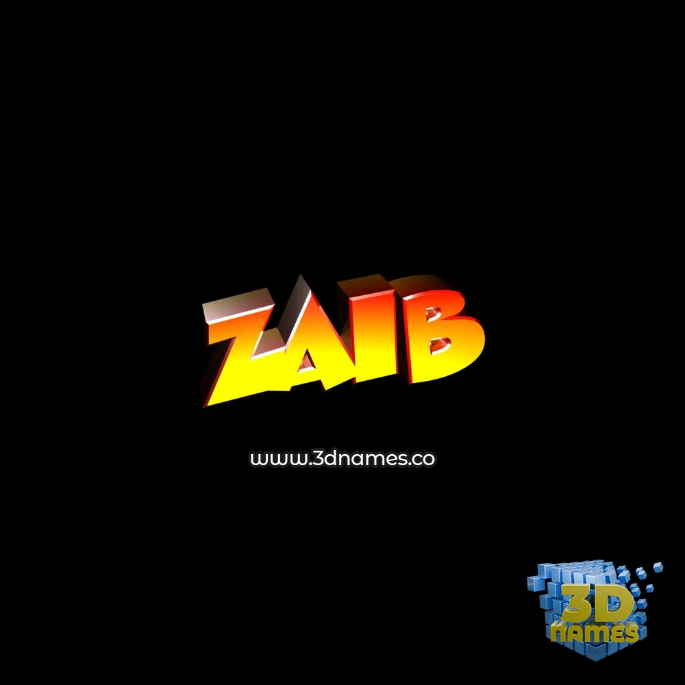 zaib in Black Background style - 3D name wallpaper