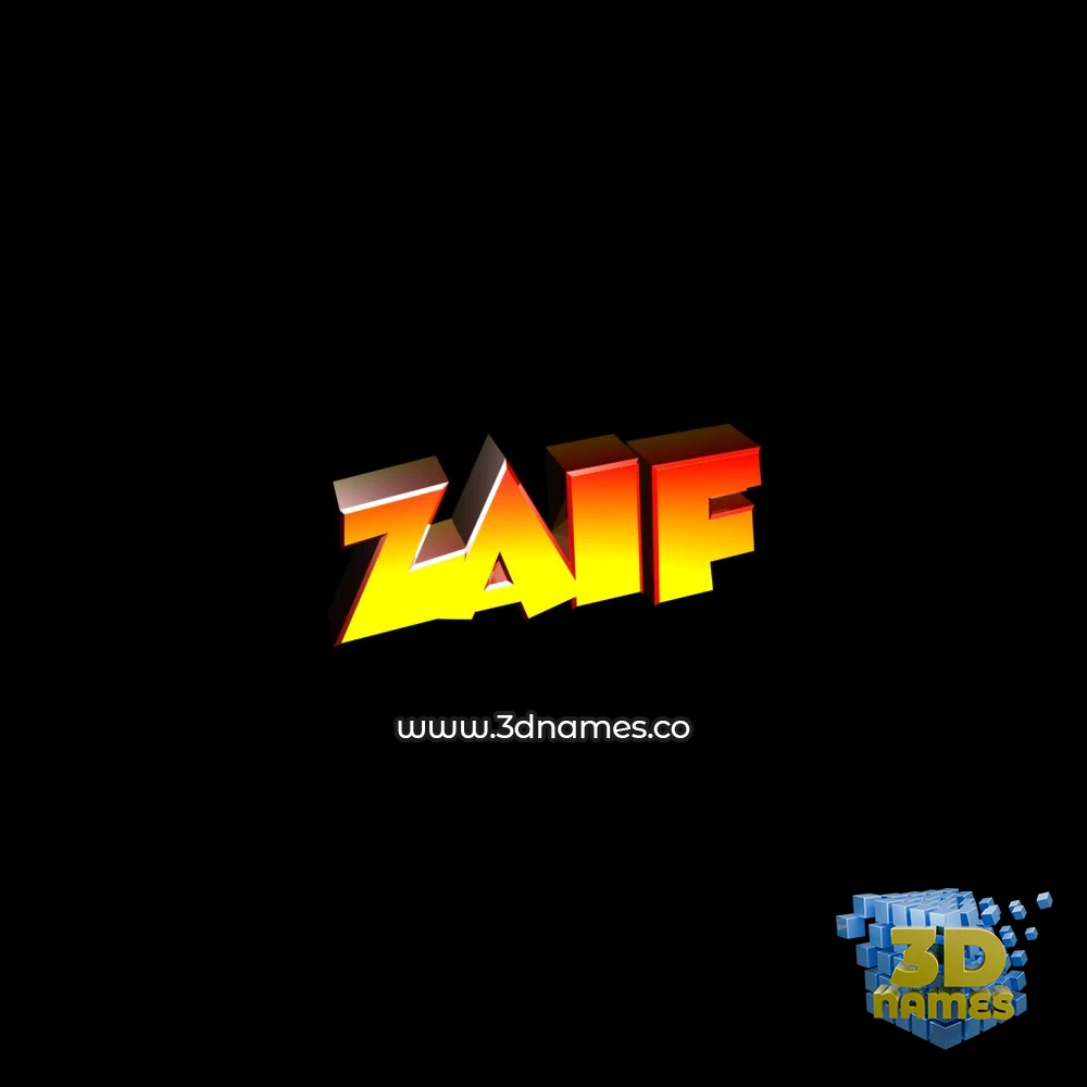 zaif in Black Background style - 3D name wallpaper
