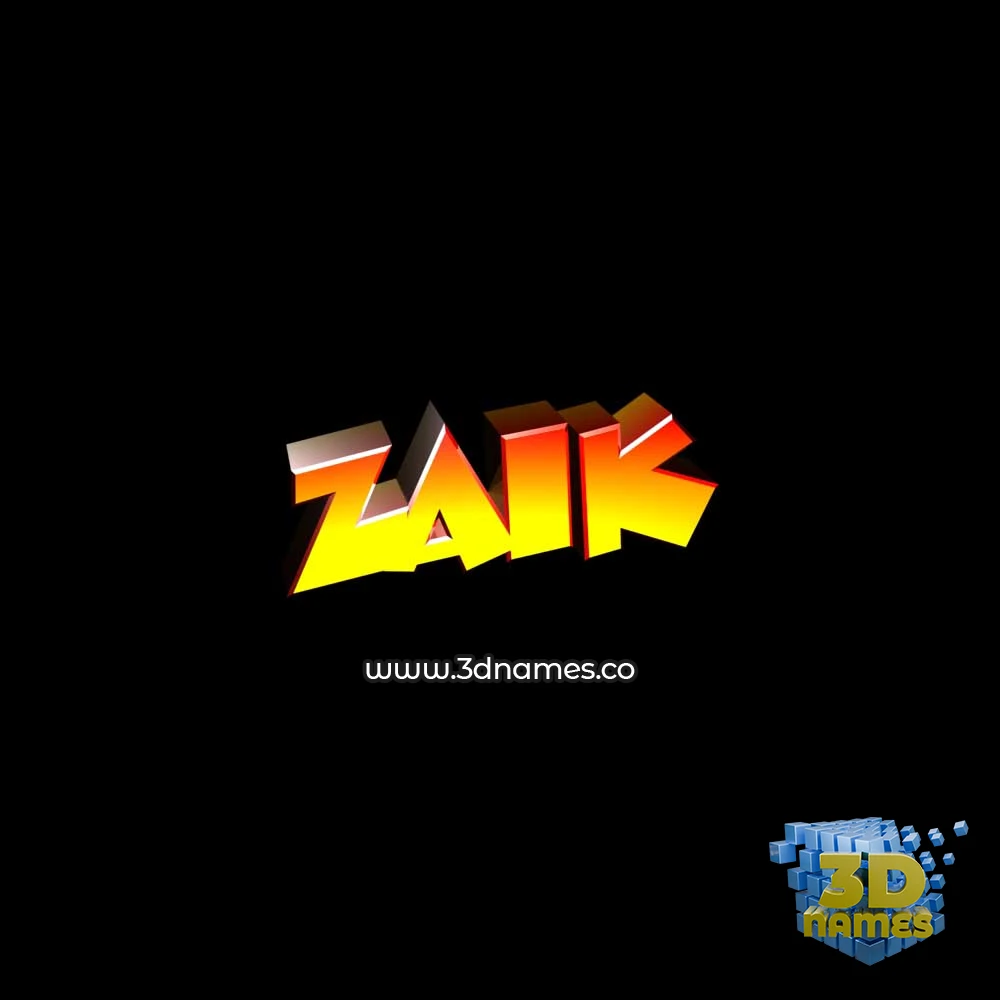 zaik in Black Background style - 3D name wallpaper