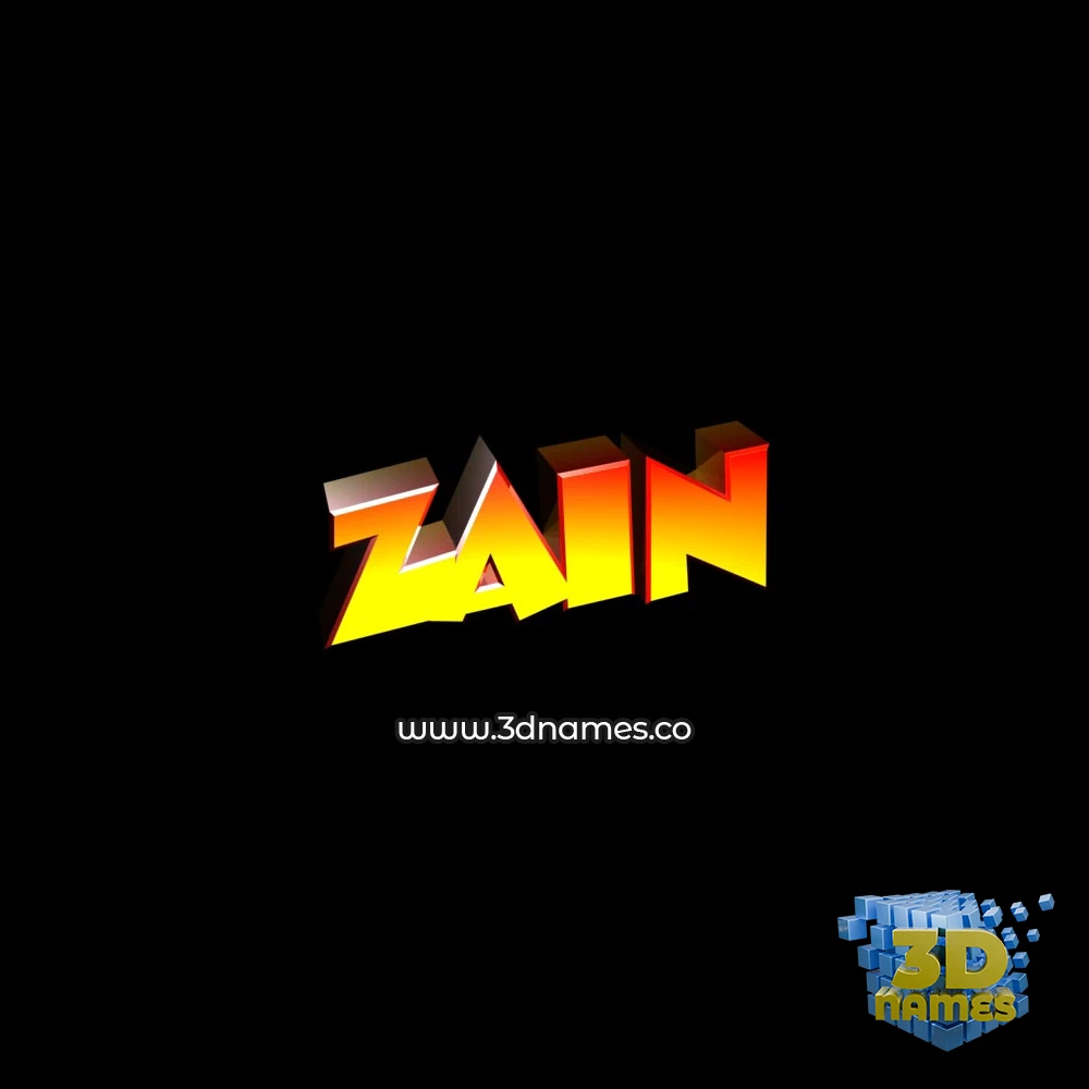 zain in Black Background style - 3D name wallpaper