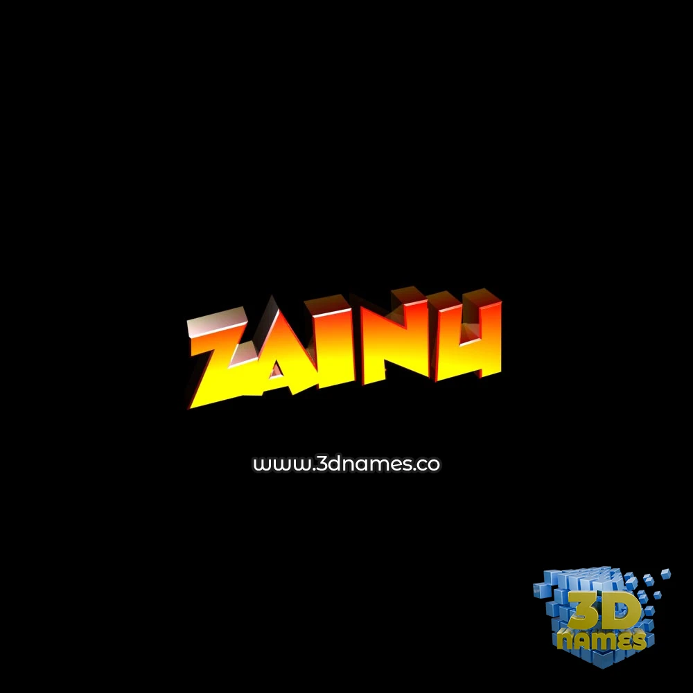 zainu in Black Background style - 3D name wallpaper