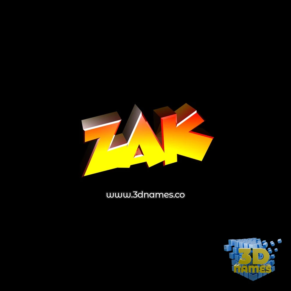 zak in Black Background style - 3D name wallpaper