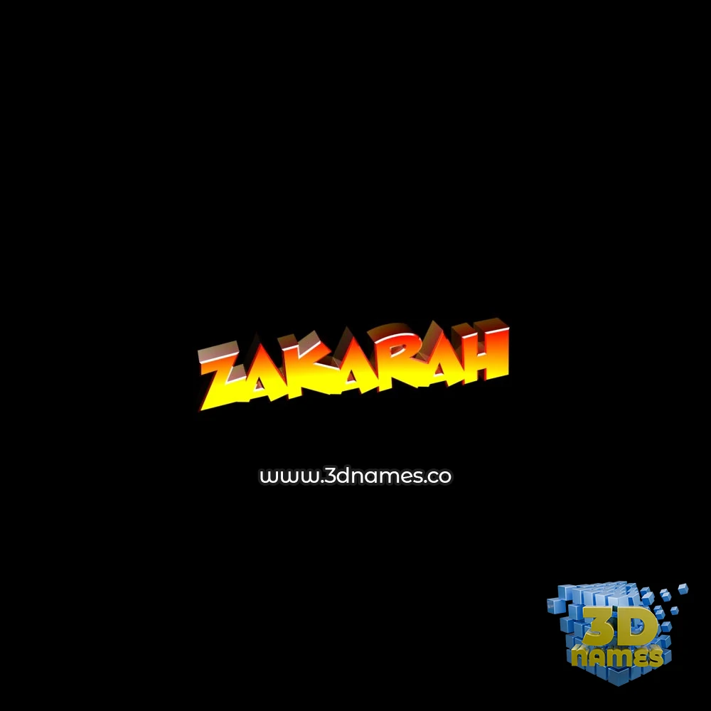 zakarah in Black Background style - 3D name wallpaper