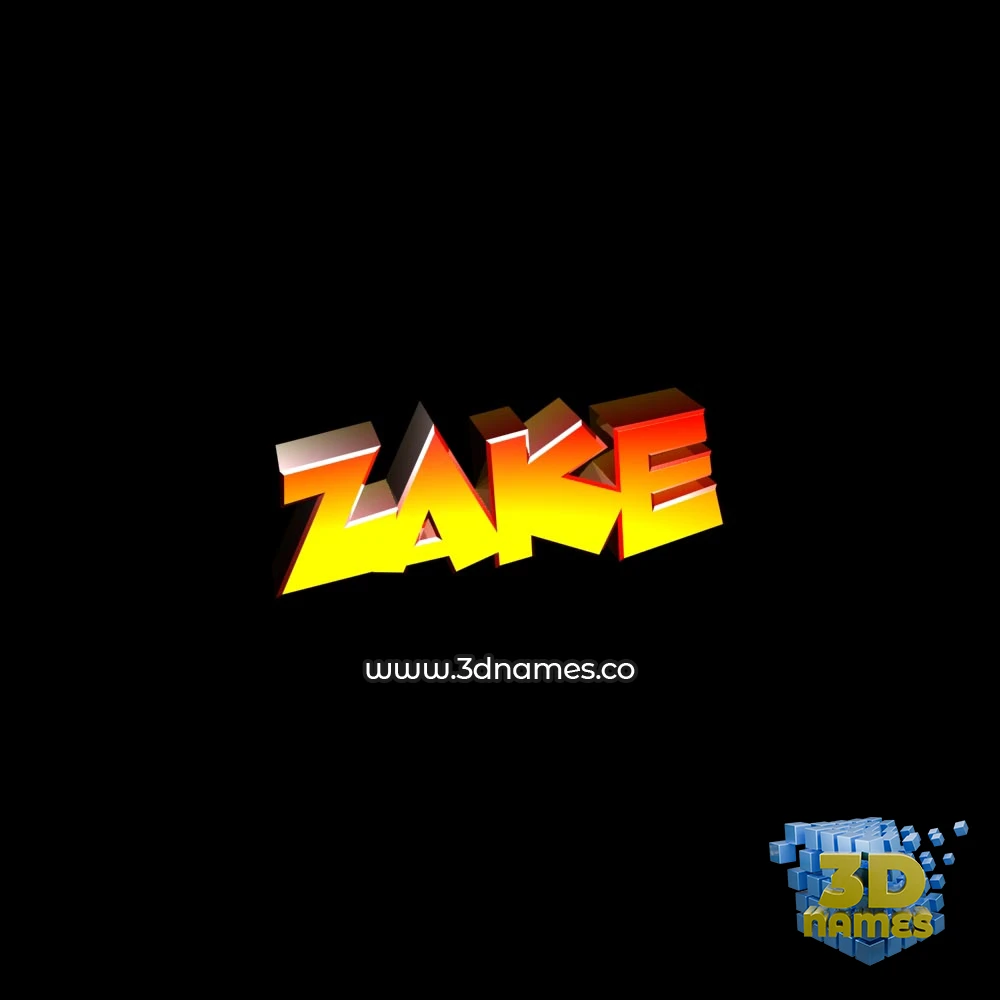 zake in Black Background style - 3D name wallpaper