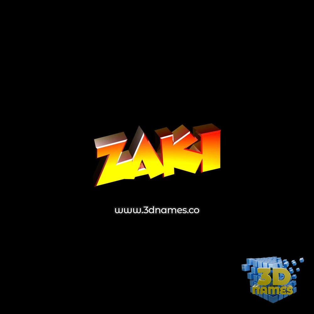 zaki in Black Background style - 3D name wallpaper