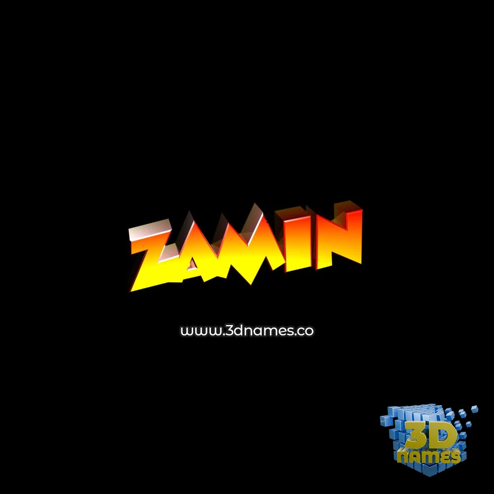 zamin in Black Background style - 3D name wallpaper