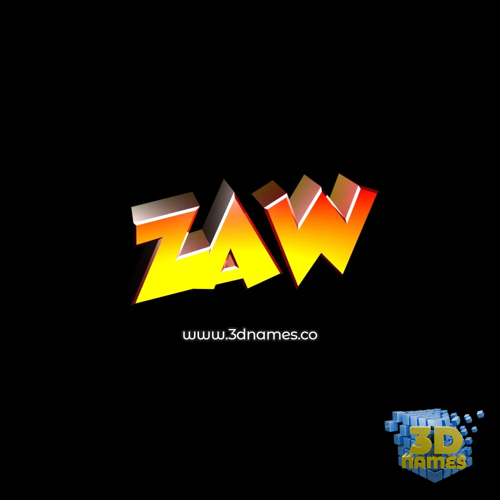 zaw in Black Background style - 3D name wallpaper
