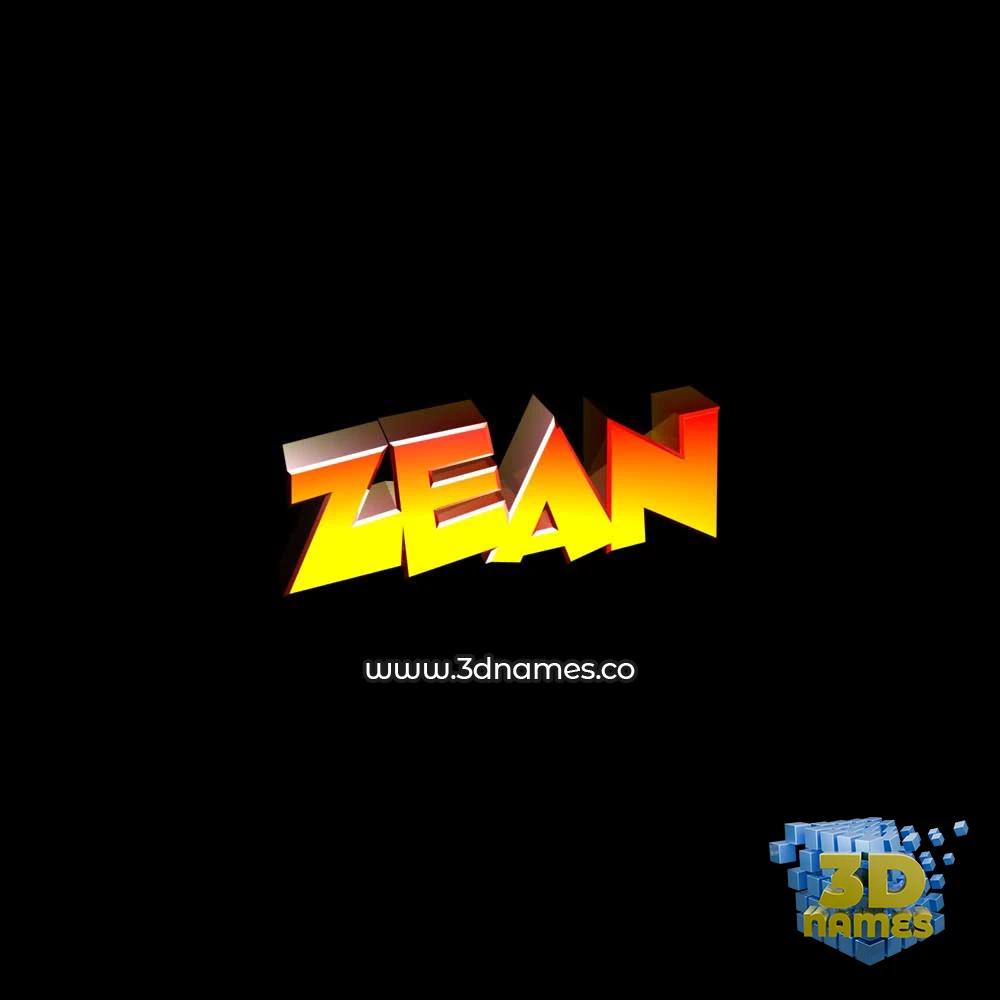 zean in Black Background style - 3D name wallpaper