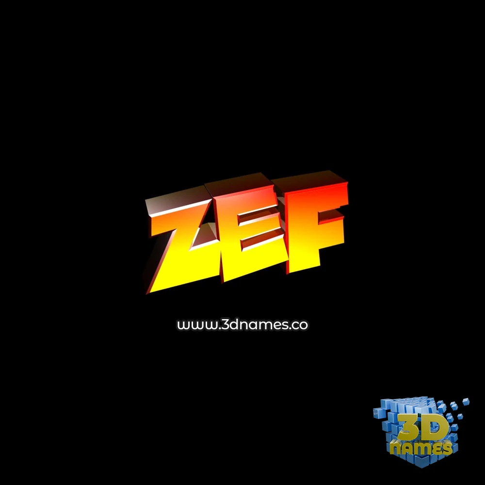 zef in Black Background style - 3D name wallpaper
