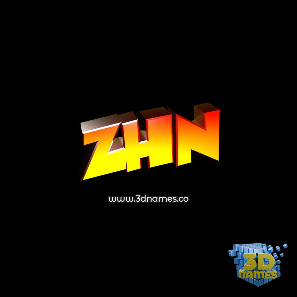 zhn in Black Background style - 3D name wallpaper