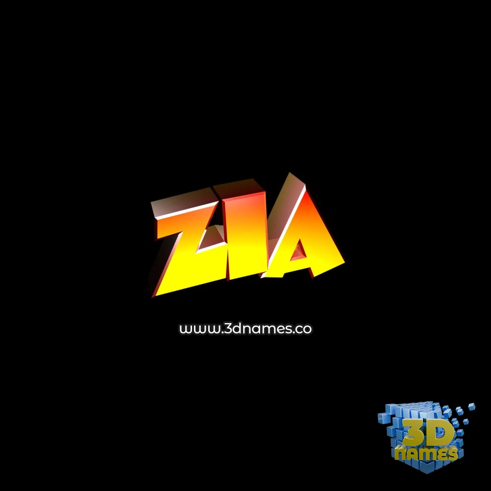 zia in Black Background style - 3D name wallpaper