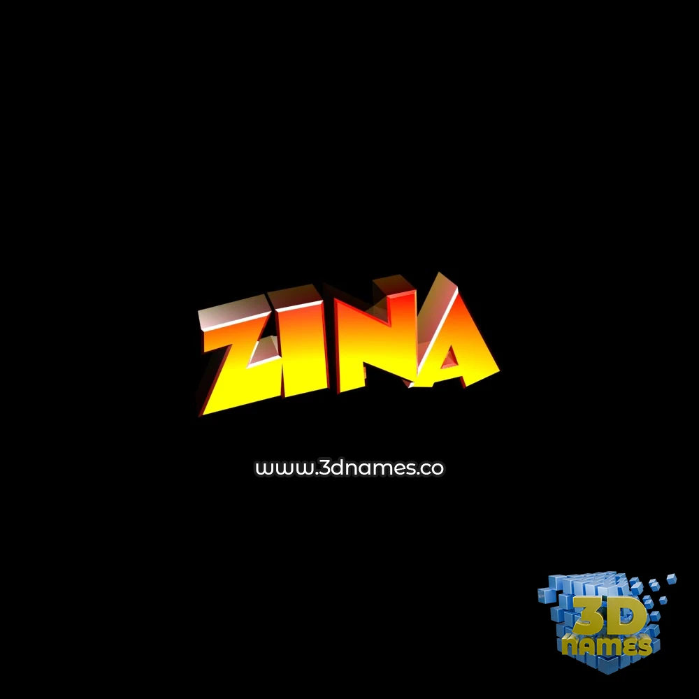 zina in Black Background style - 3D name wallpaper