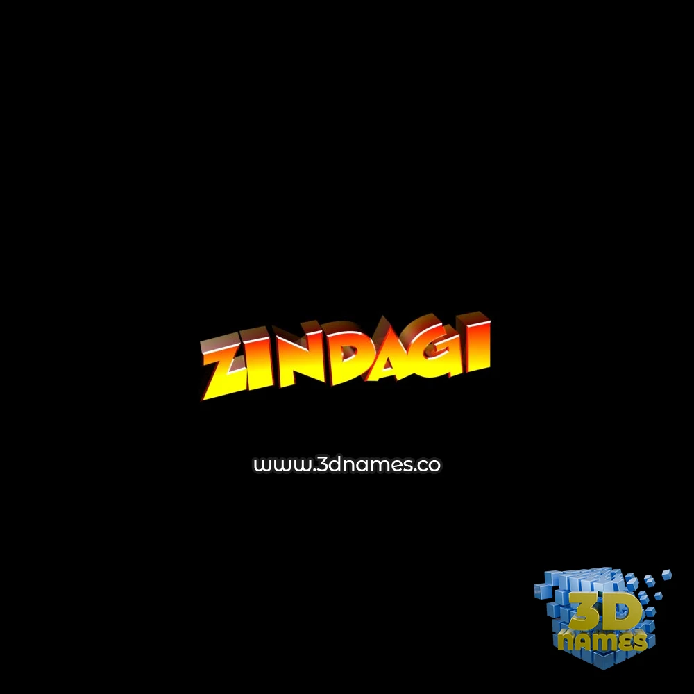 zindagi in Black Background style - 3D name wallpaper