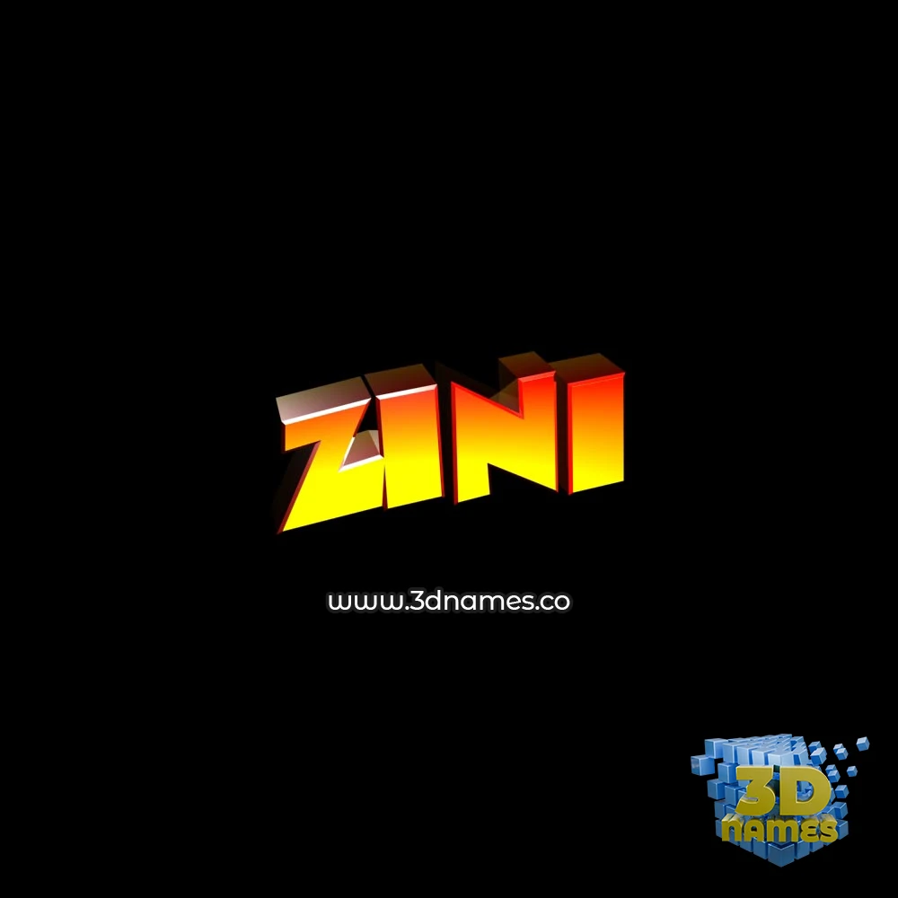 zini in Black Background style - 3D name wallpaper