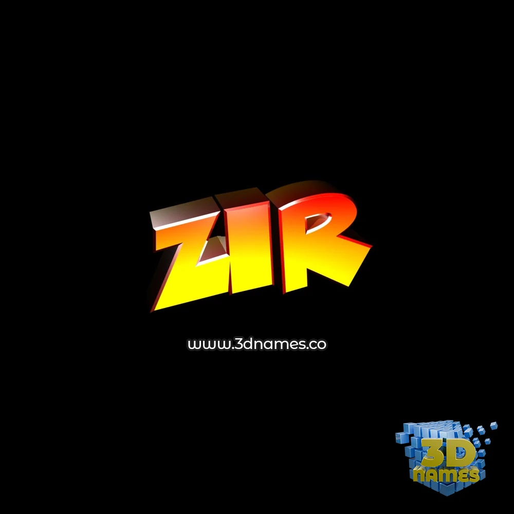 zir in Black Background style - 3D name wallpaper