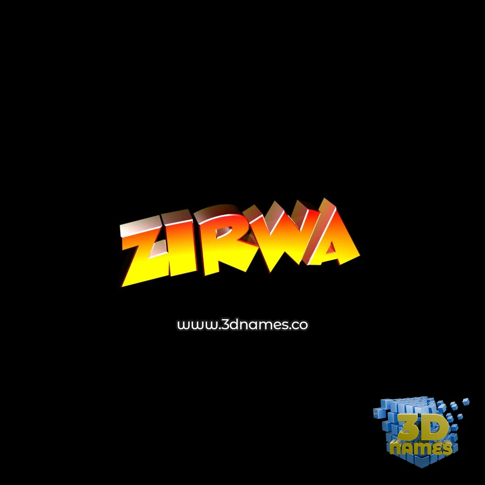 zirwa in Black Background style - 3D name wallpaper