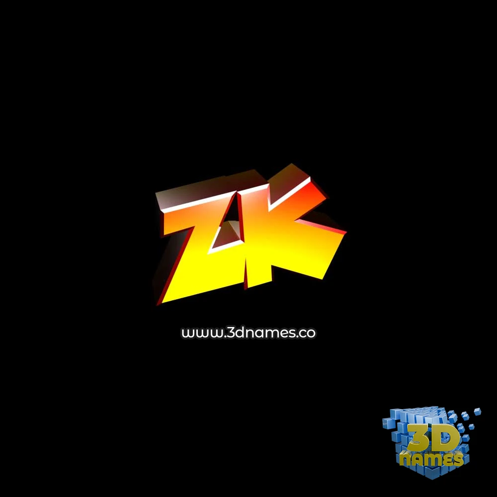 zk in Black Background style - 3D name wallpaper