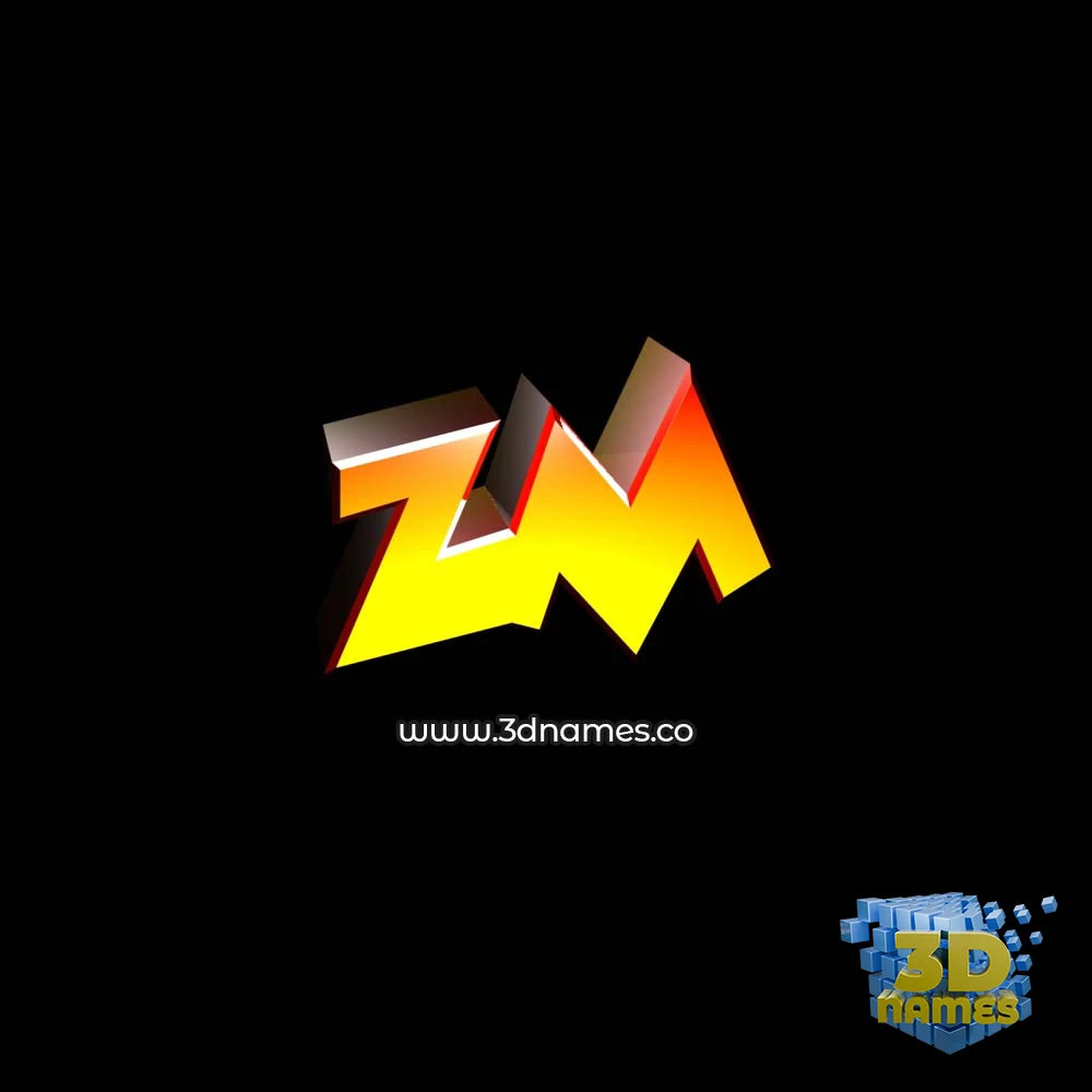 zm in Black Background style - 3D name wallpaper