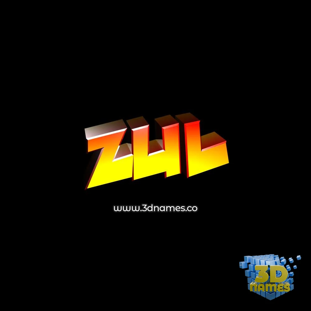 zul in Black Background style - 3D name wallpaper