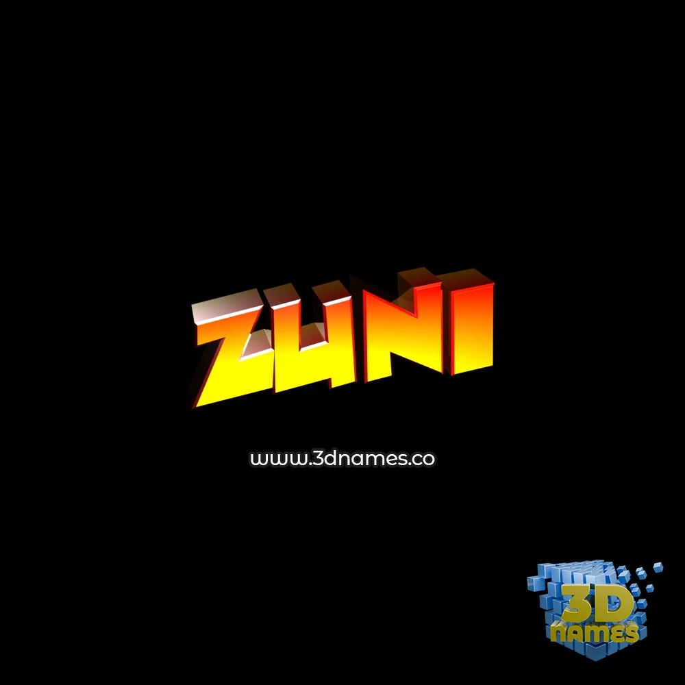zuni in Black Background style - 3D name wallpaper