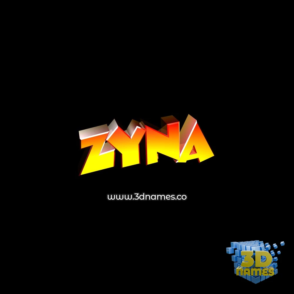 zyna in Black Background style - 3D name wallpaper