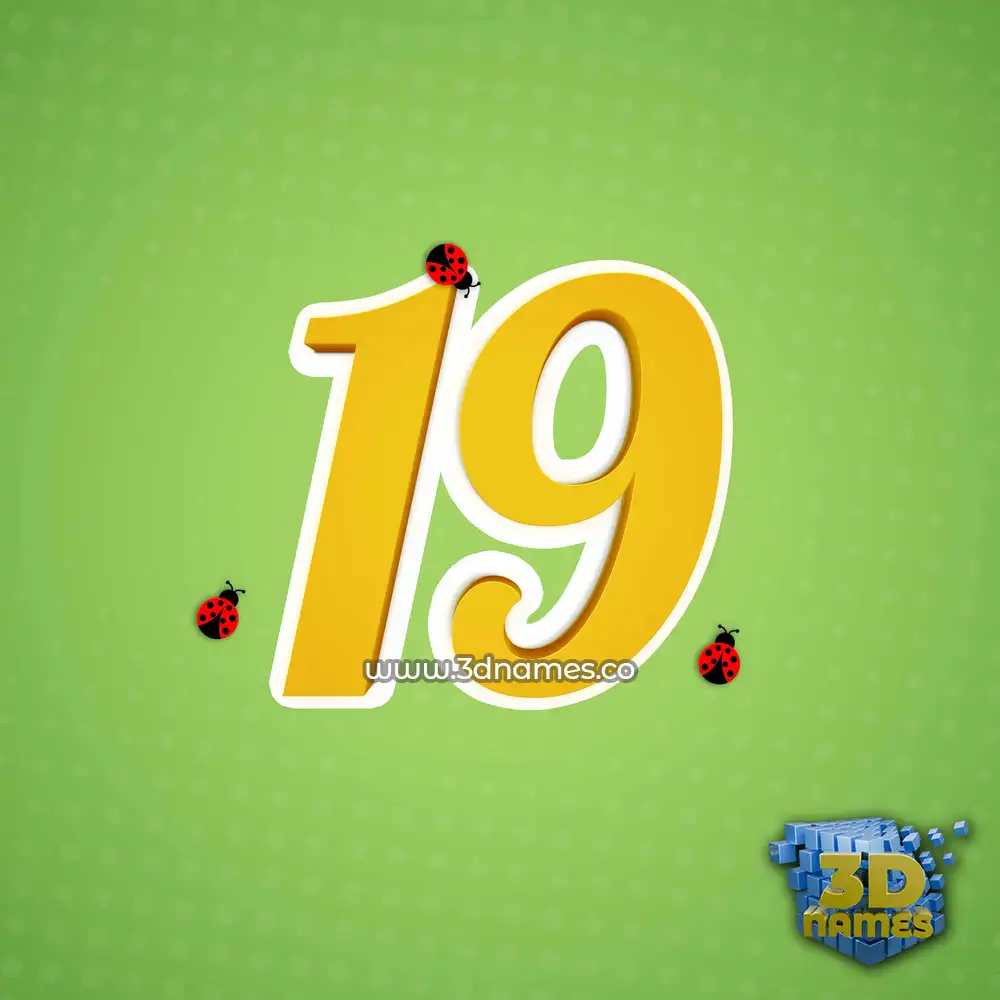 19 in Ladybugs style - 3D name wallpaper