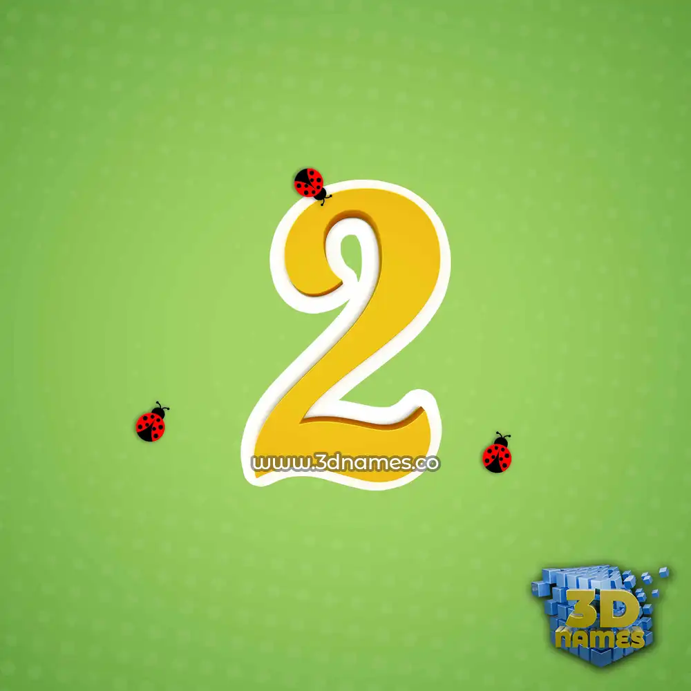 2 in Ladybugs style - 3D name wallpaper