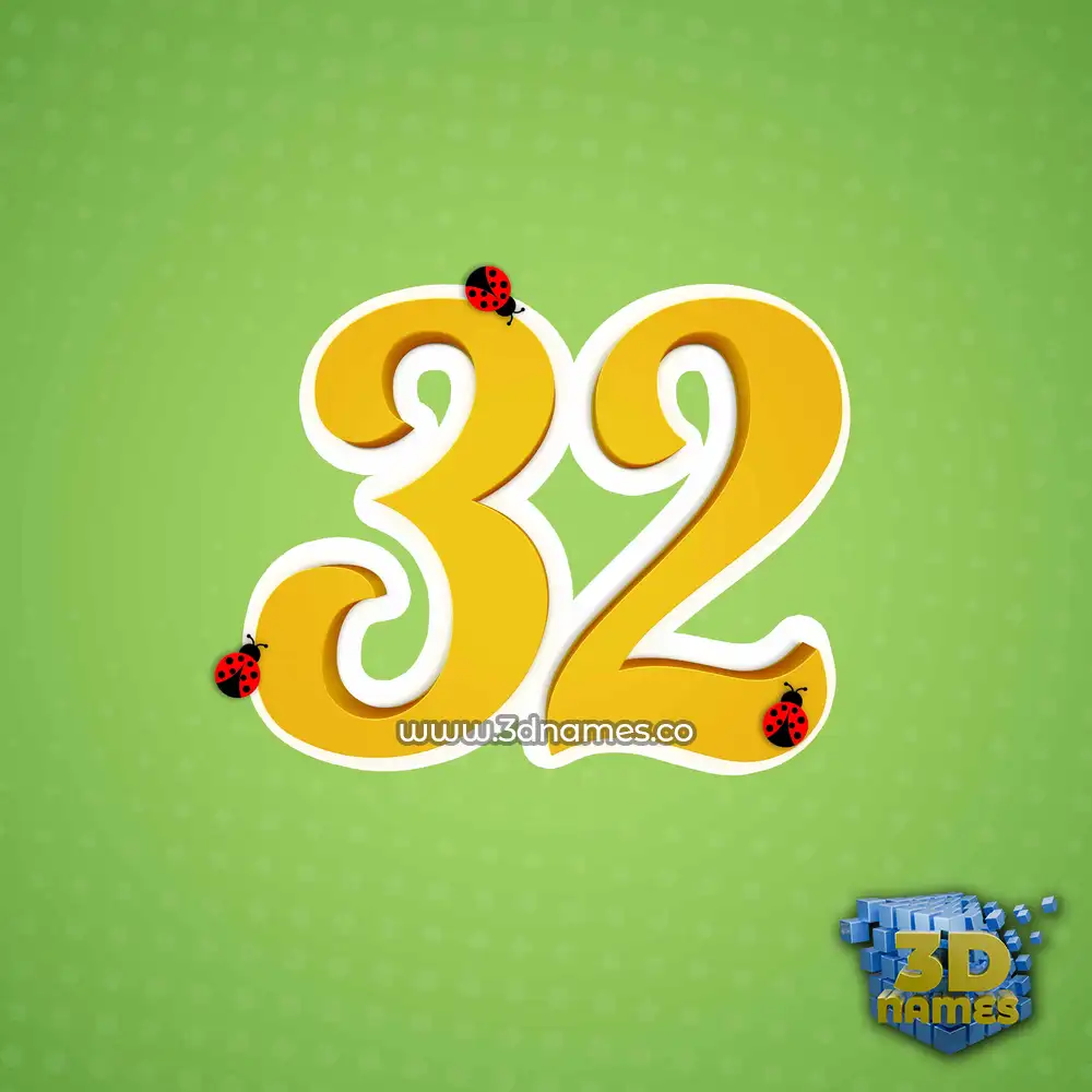 32 in Ladybugs style - 3D name wallpaper