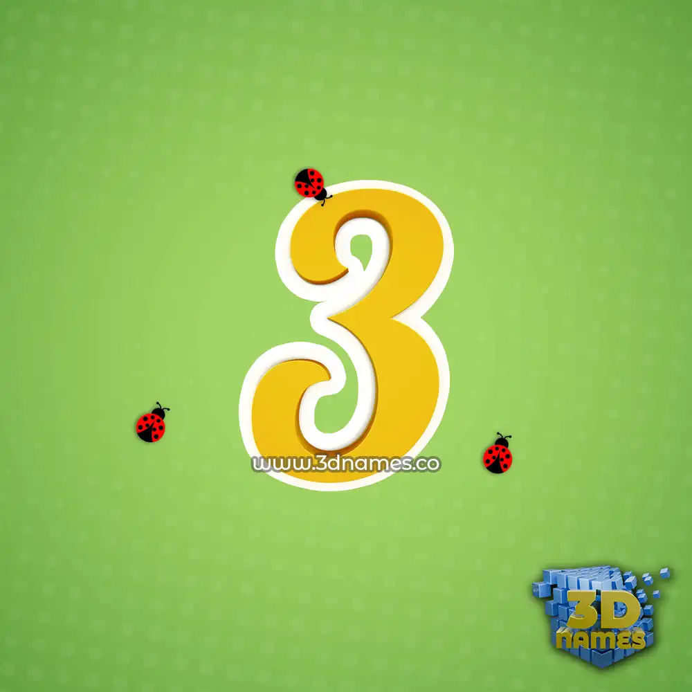3 in Ladybugs style - 3D name wallpaper