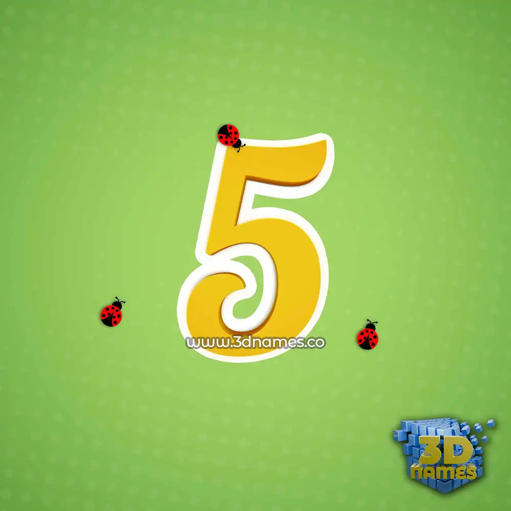 5 in Ladybugs style - 3D name wallpaper