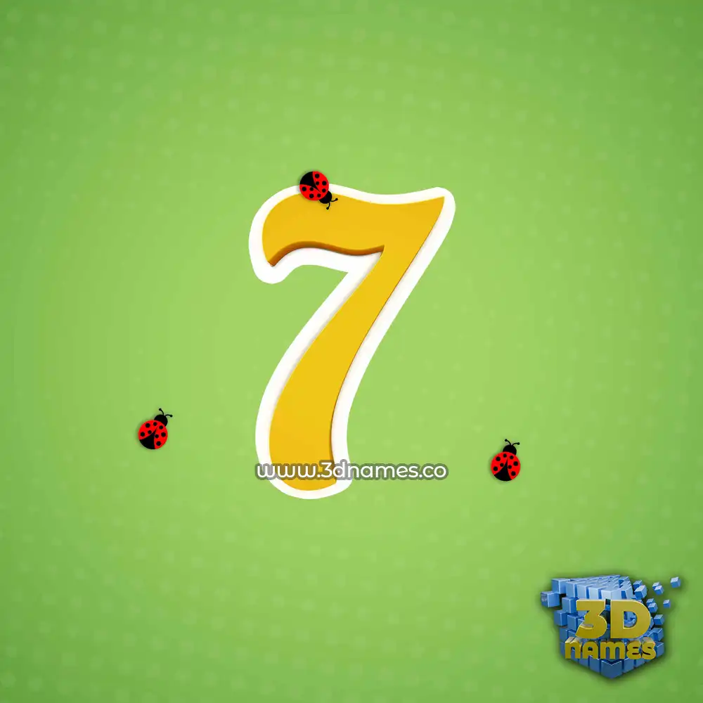 7 in Ladybugs style - 3D name wallpaper