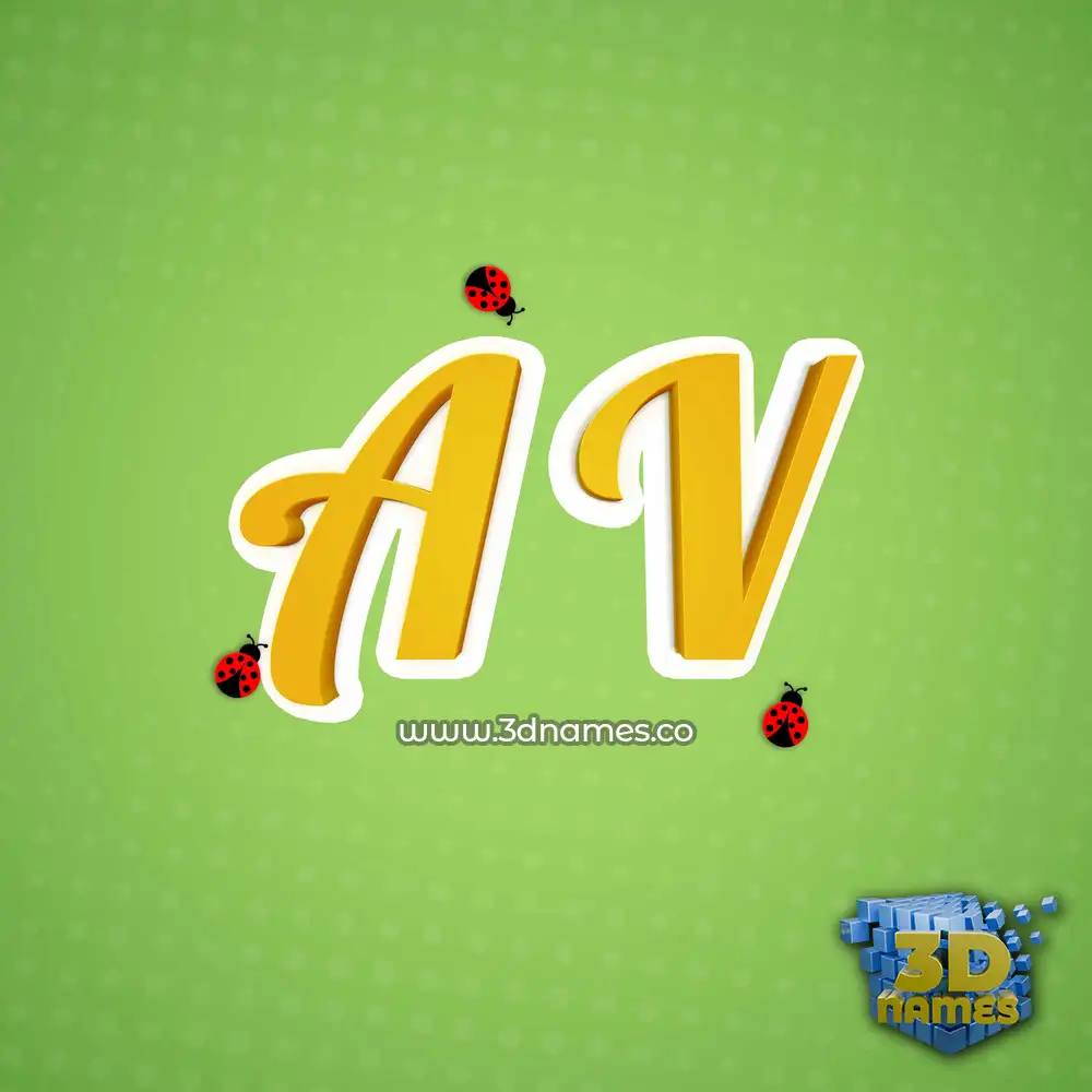 a v in Ladybugs style - 3D name wallpaper