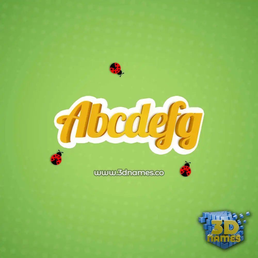 abcdefg in Ladybugs style - 3D name wallpaper