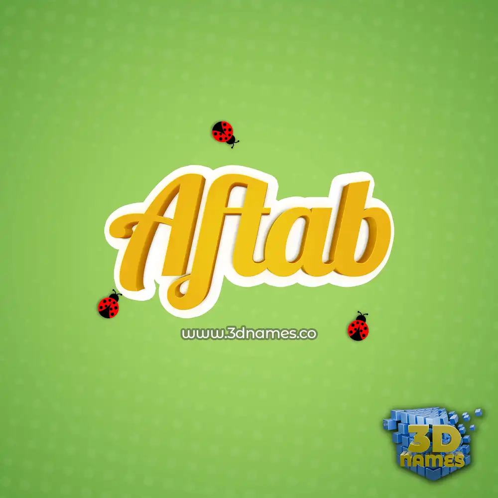 aftab in Ladybugs style - 3D name wallpaper